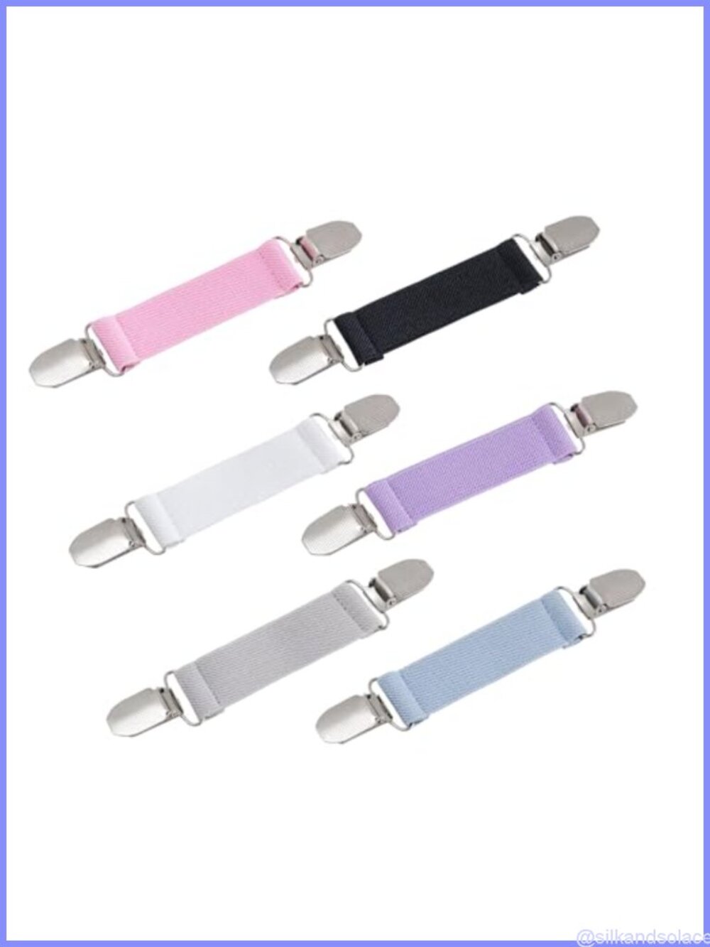 6pc Dress Clips Back Cinch Set Elastic Band Alloy Brooch Clips for Dresses
